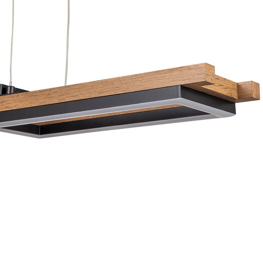 Drewniany liniowy żyrandol LED na wyspę